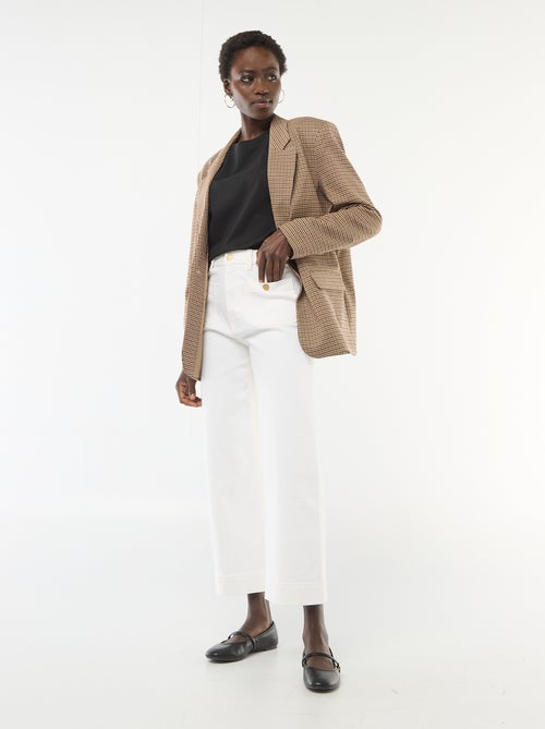 Pantalon denim cropped avec boutons - Kiabi