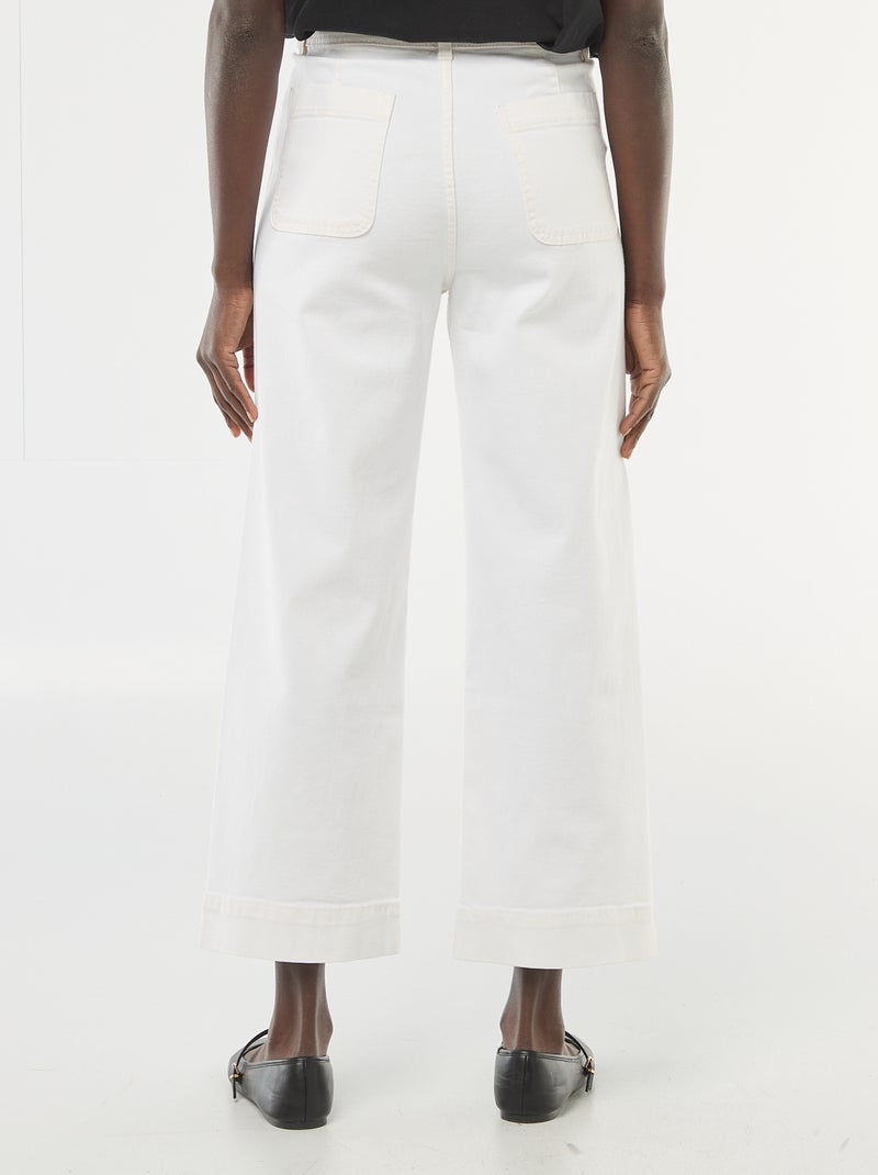 Pantalon denim cropped avec boutons Blanc - Kiabi