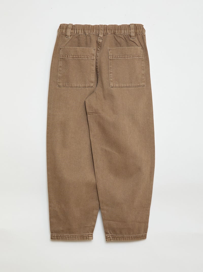 Pantalon denim / jean coupe ballon large Beige - Kiabi