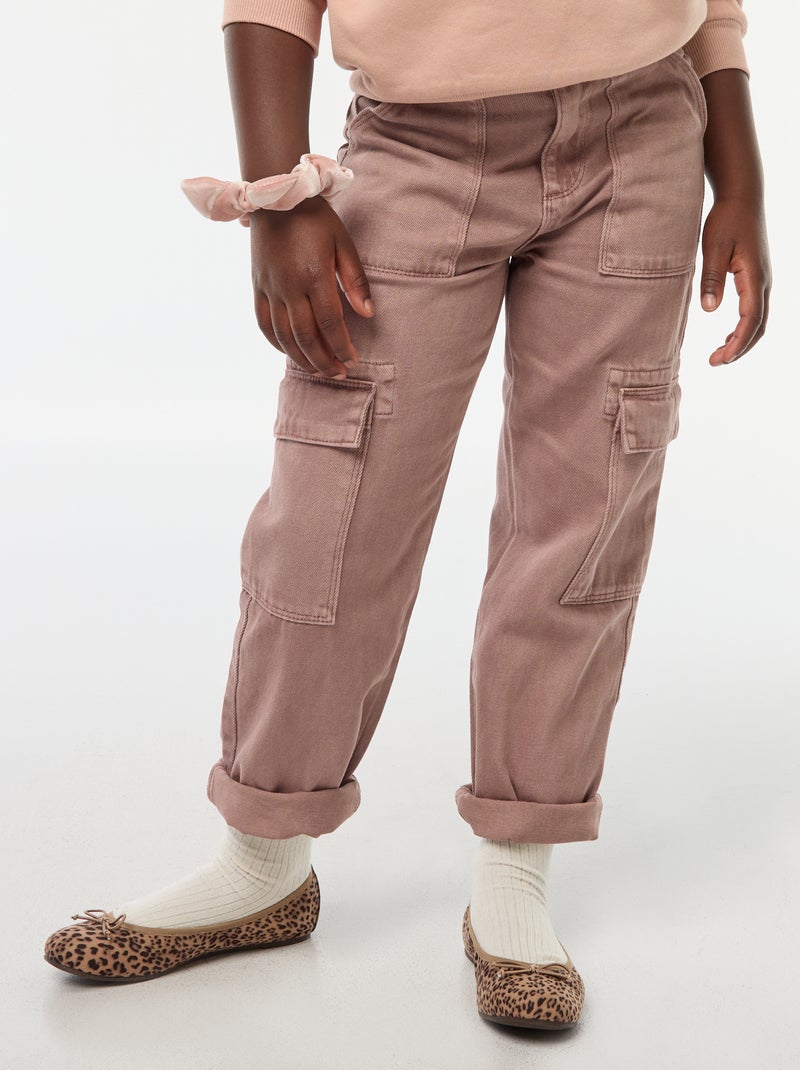 Pantalon denim multipoches Mauve - Kiabi