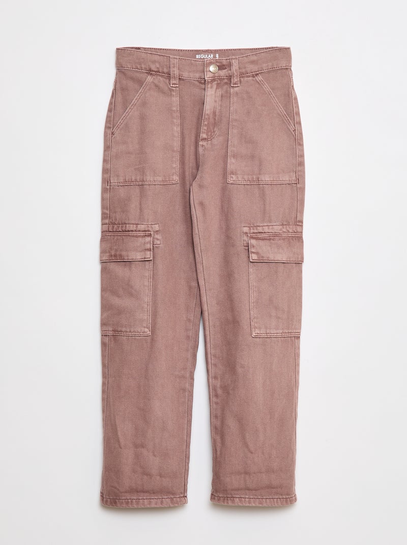 Pantalon denim multipoches Mauve - Kiabi