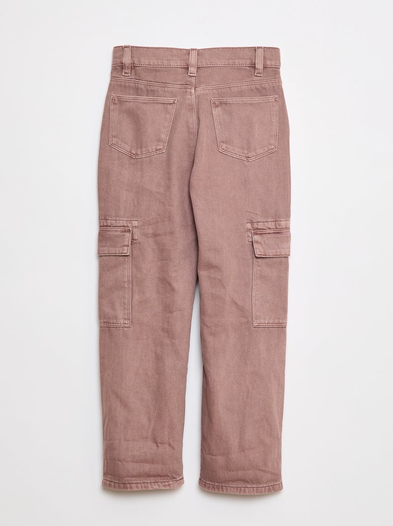 Pantalon denim multipoches Mauve - Kiabi