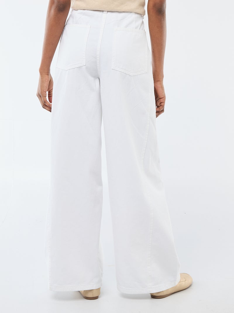 Pantalon denim palazzo avec détails Blanc - Kiabi