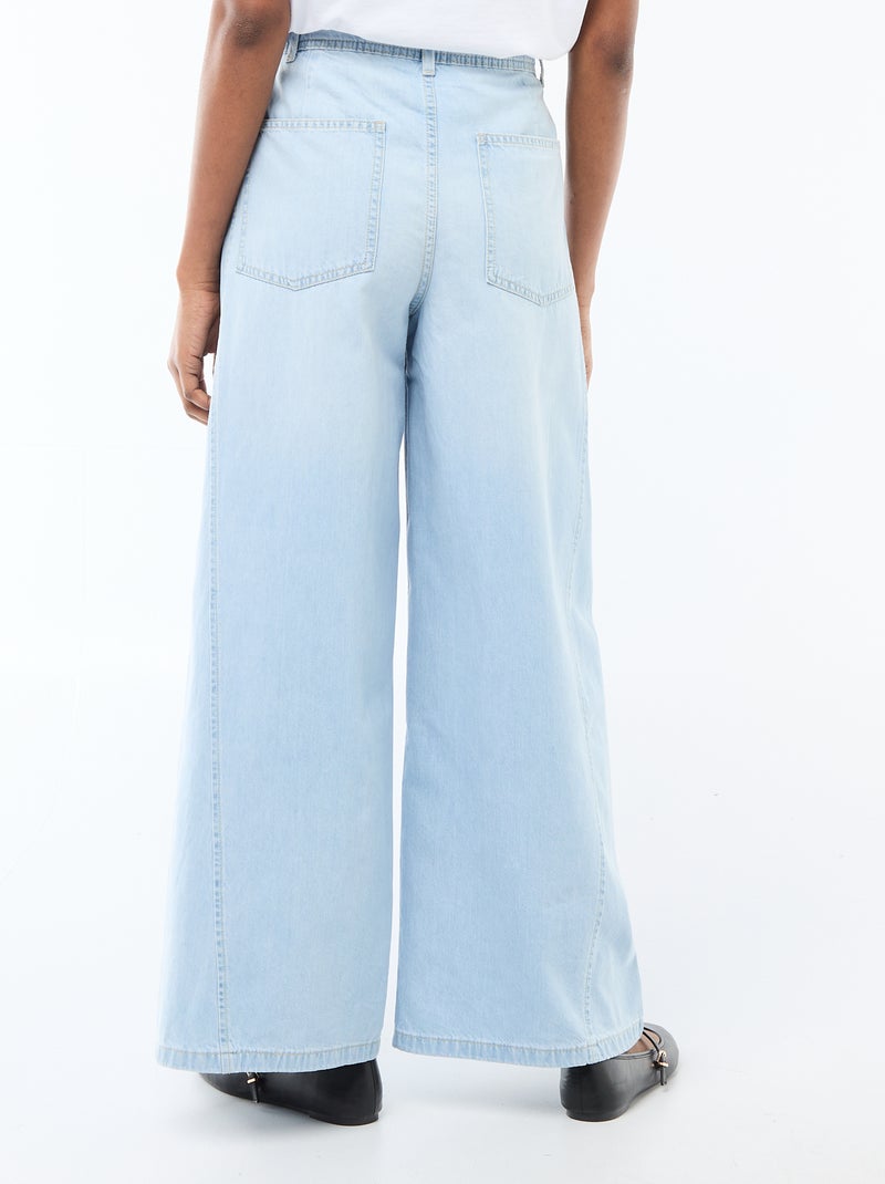 Pantalon denim palazzo avec détails Bleu - Kiabi