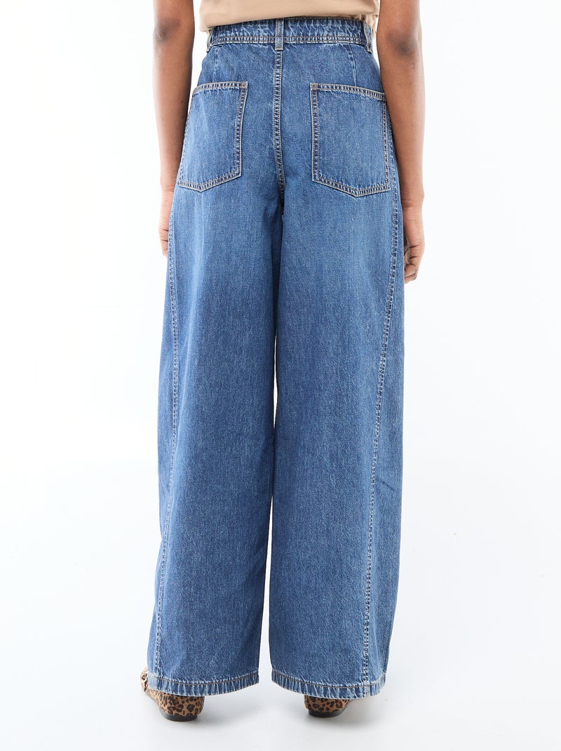 Pantalon denim palazzo avec détails Bleu - Kiabi