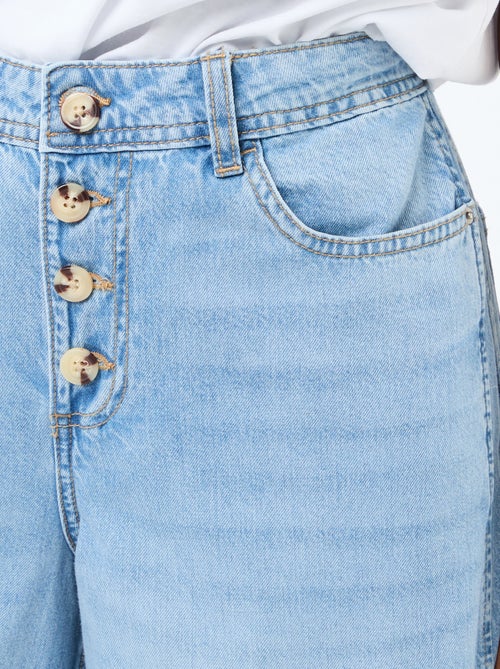 Pantalon denim palazzo avec détails - Kiabi