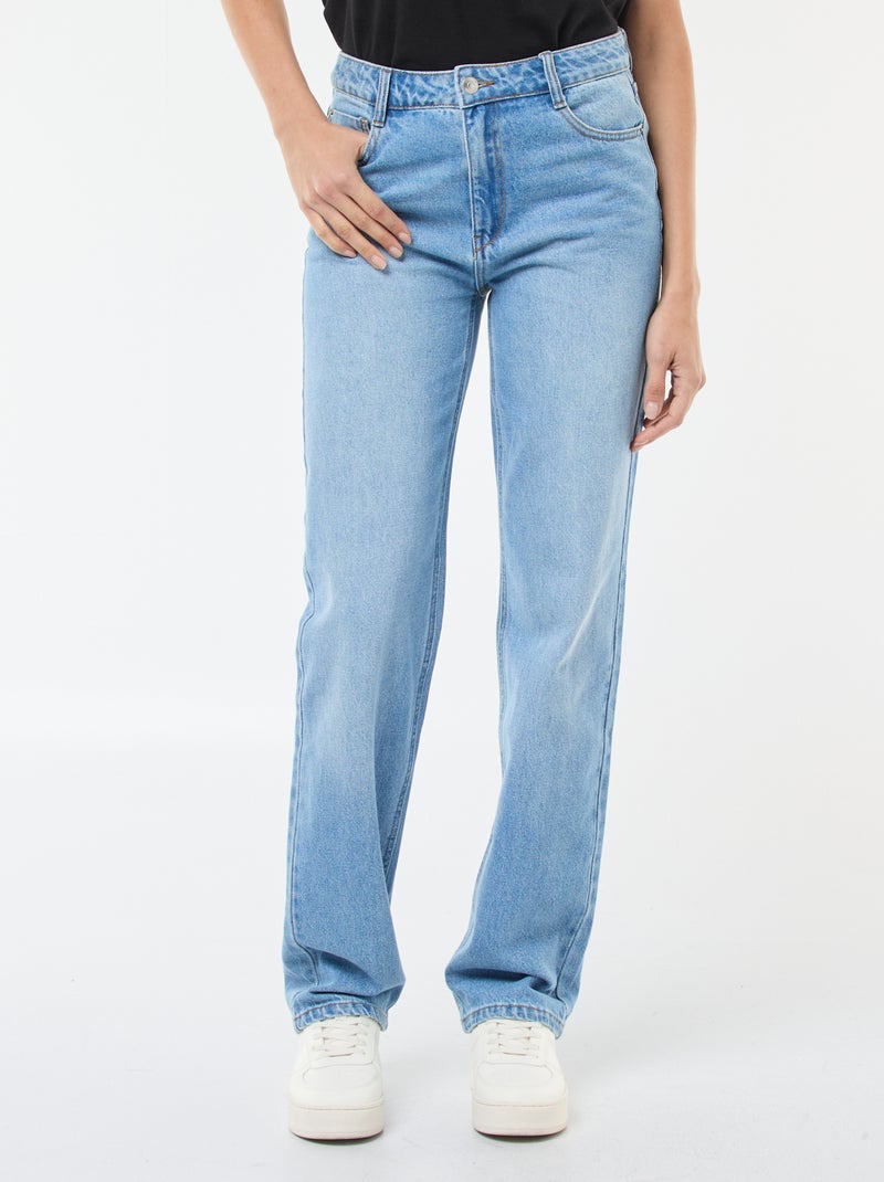 Pantalon denim regular en coton - L34 Bleu - Kiabi