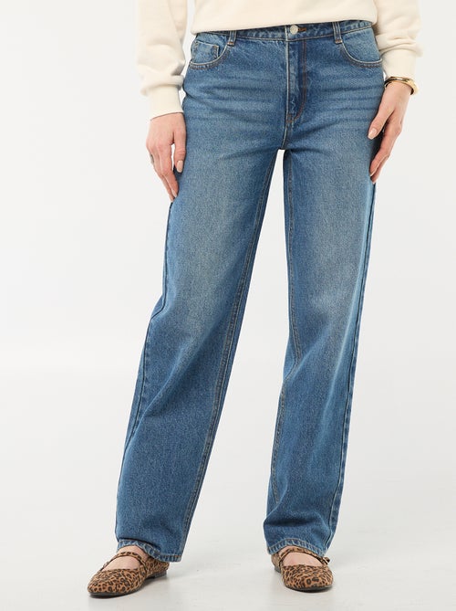 Pantalon denim regular en coton - L34 - Kiabi