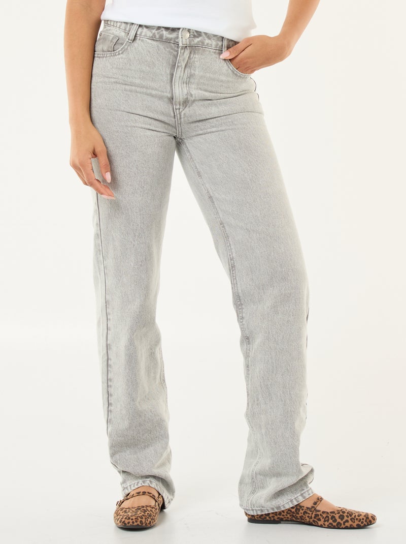 Pantalon denim regular en coton - L34 Gris - Kiabi
