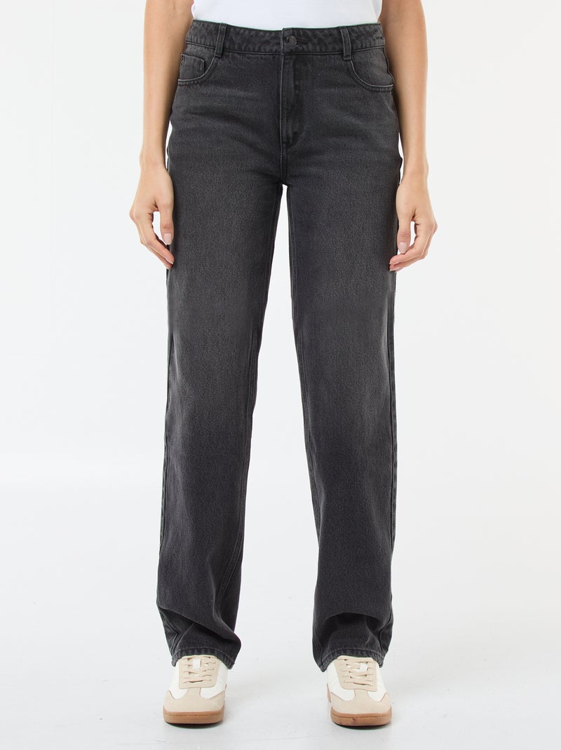 Pantalon denim regular en coton - L34 Noir - Kiabi