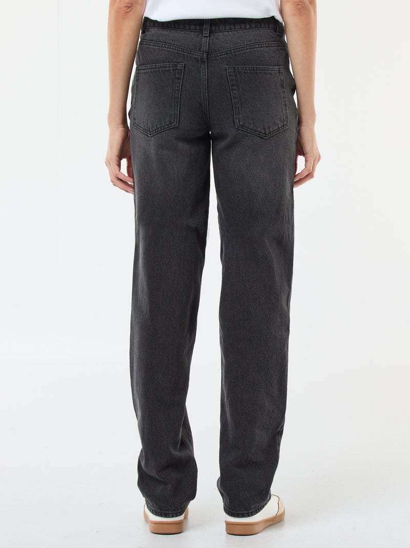 Pantalon denim regular en coton - L34 Noir - Kiabi