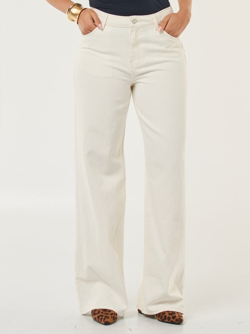 Pantalon denim wide leg - L28 Blanc - Kiabi