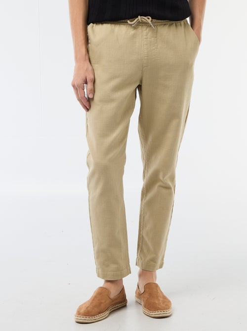Pantalon droit à taille élastiquée - Kiabi
