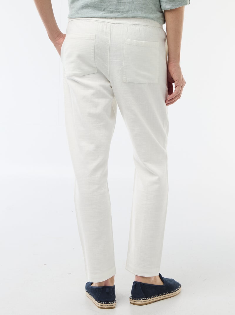 Pantalon droit à taille élastiquée Blanc - Kiabi