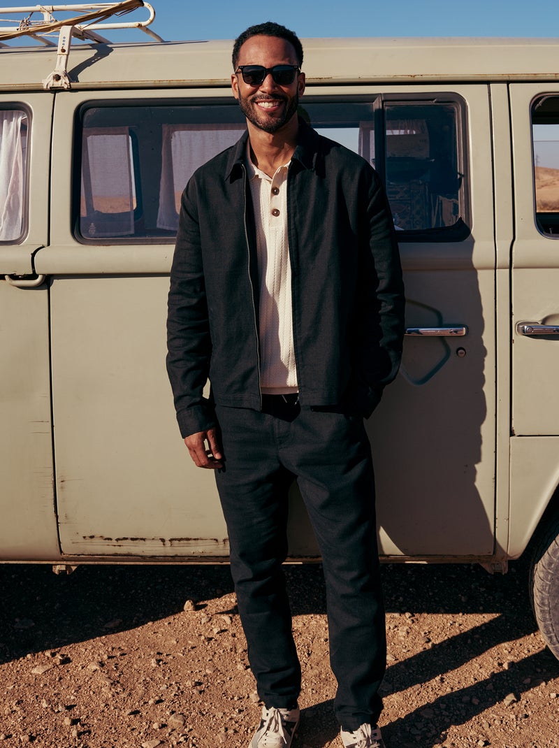 Pantalon droit à taille élastiquée Noir - Kiabi