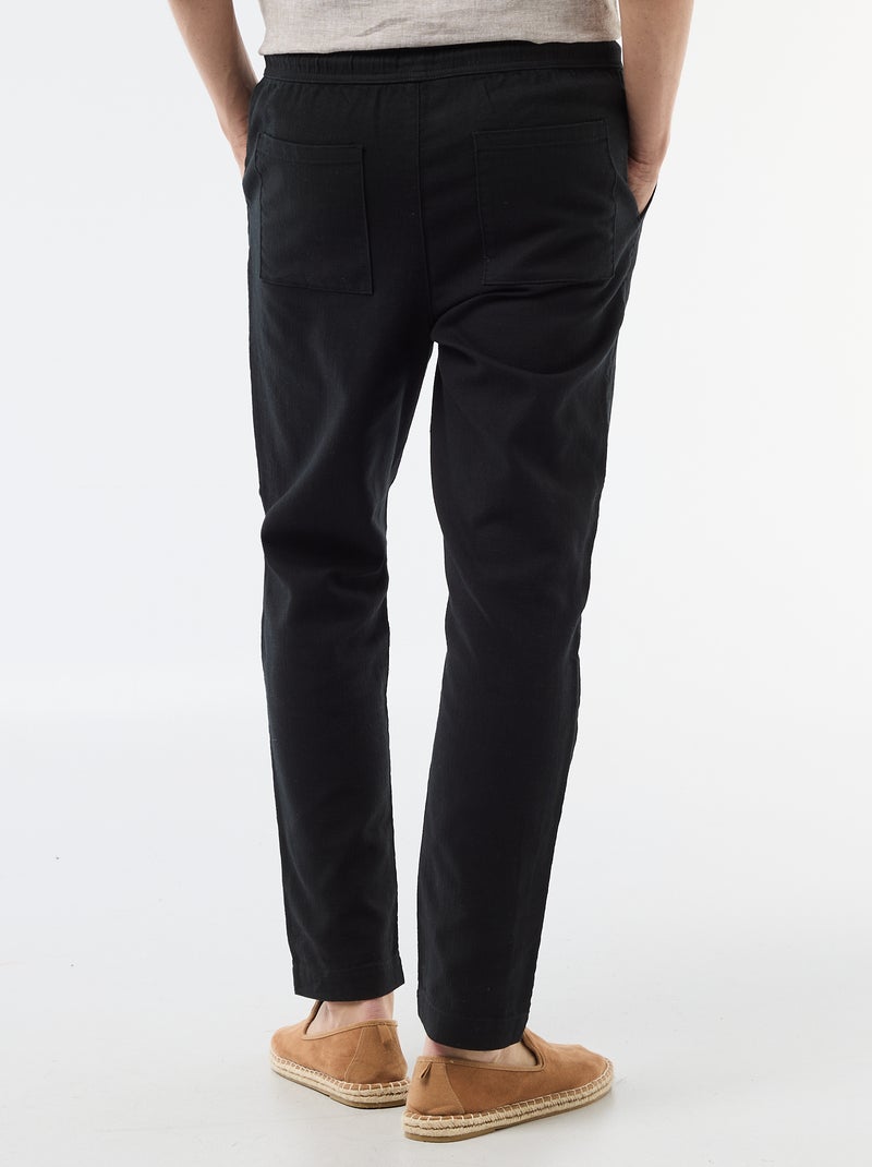 Pantalon droit à taille élastiquée Noir - Kiabi