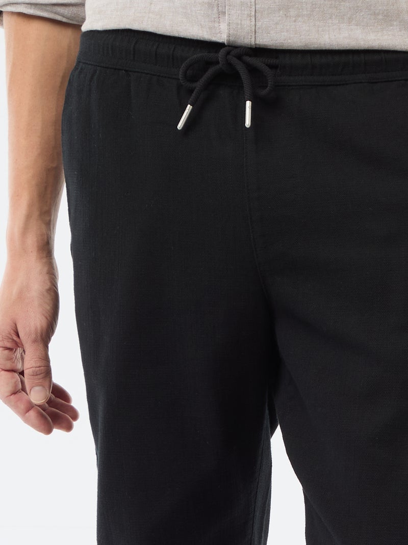 Pantalon droit à taille élastiquée Noir - Kiabi