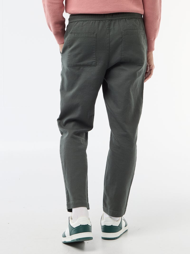 Pantalon droit à taille élastiquée Vert - Kiabi