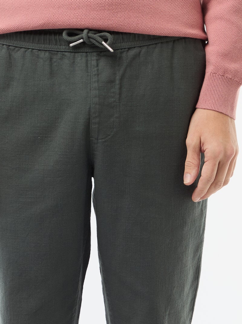 Pantalon droit à taille élastiquée Vert - Kiabi