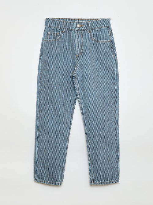 Pantalon droit en denim avec motif - Kiabi