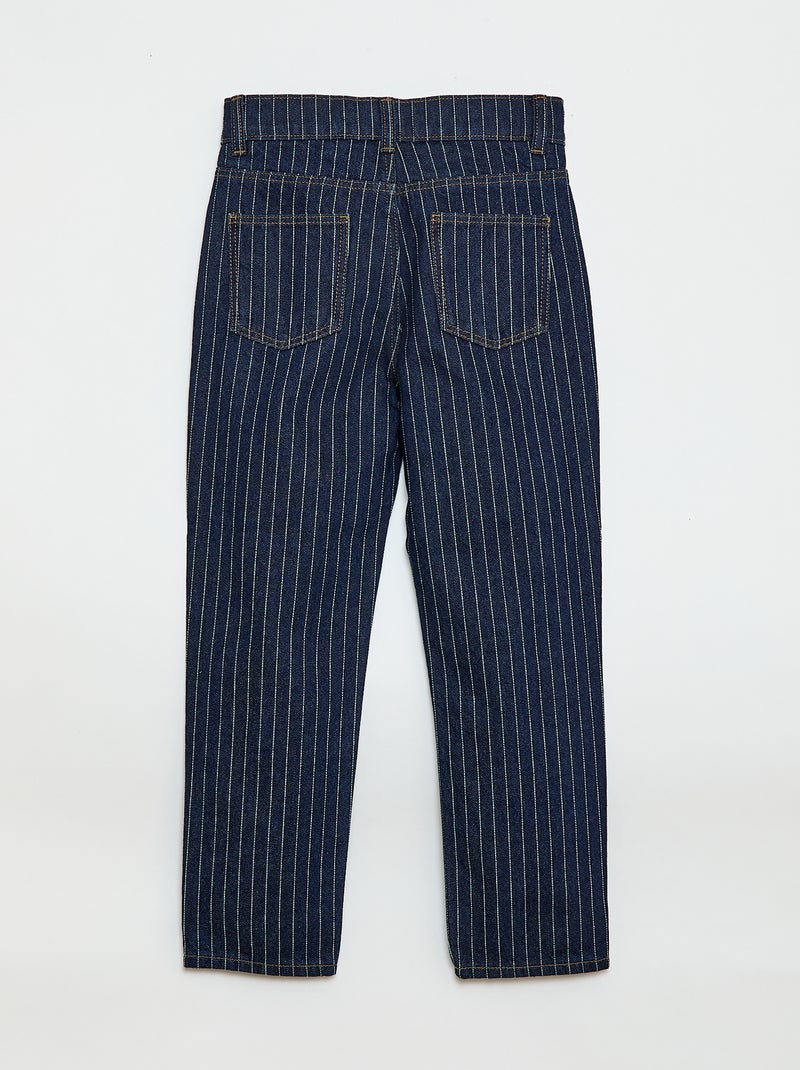 Pantalon droit en denim avec motif Bleu - Kiabi