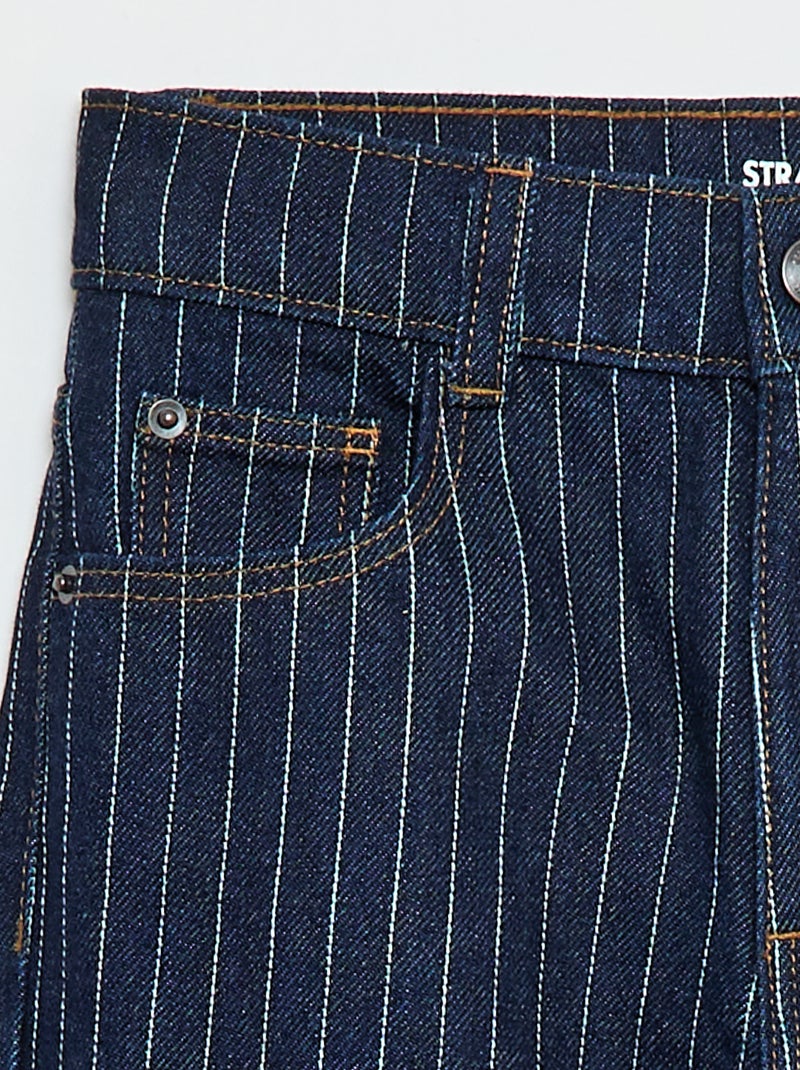 Pantalon droit en denim avec motif Bleu - Kiabi