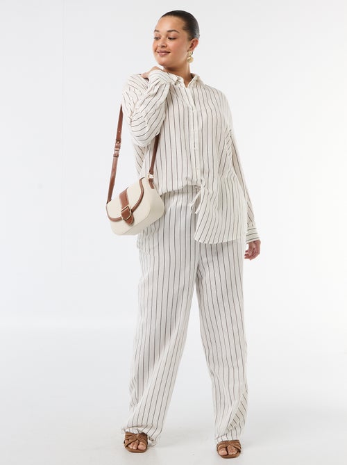 Pantalon droit en lin mélangé - Kiabi