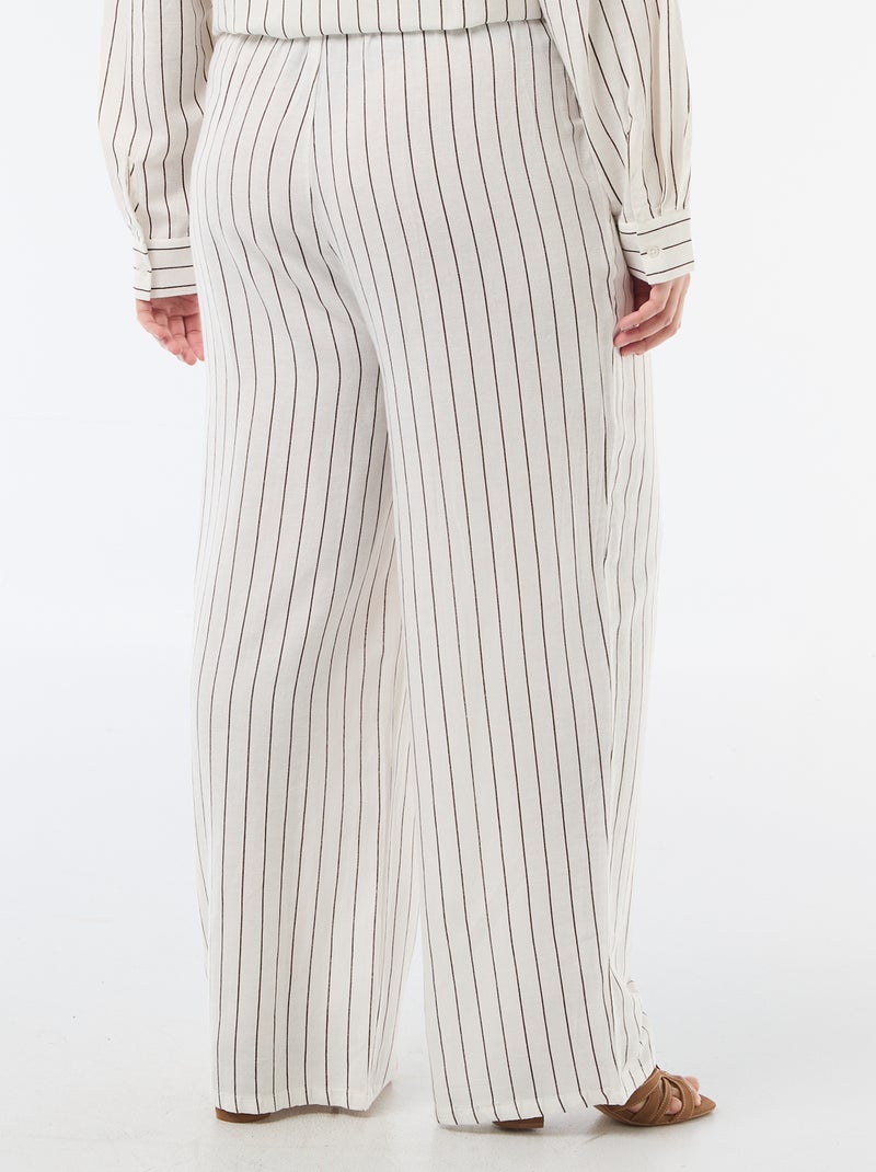 Pantalon droit en lin mélangé Blanc - Kiabi