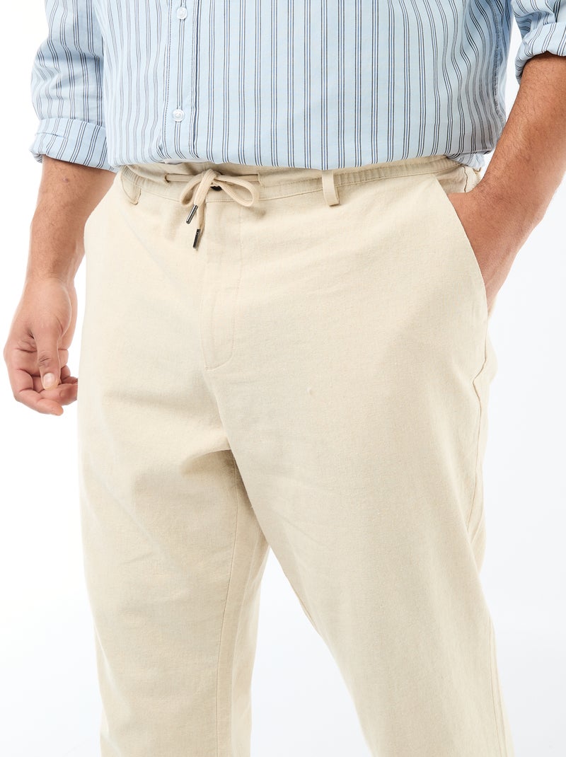 Pantalon droit en lin mélangé Blanc - Kiabi