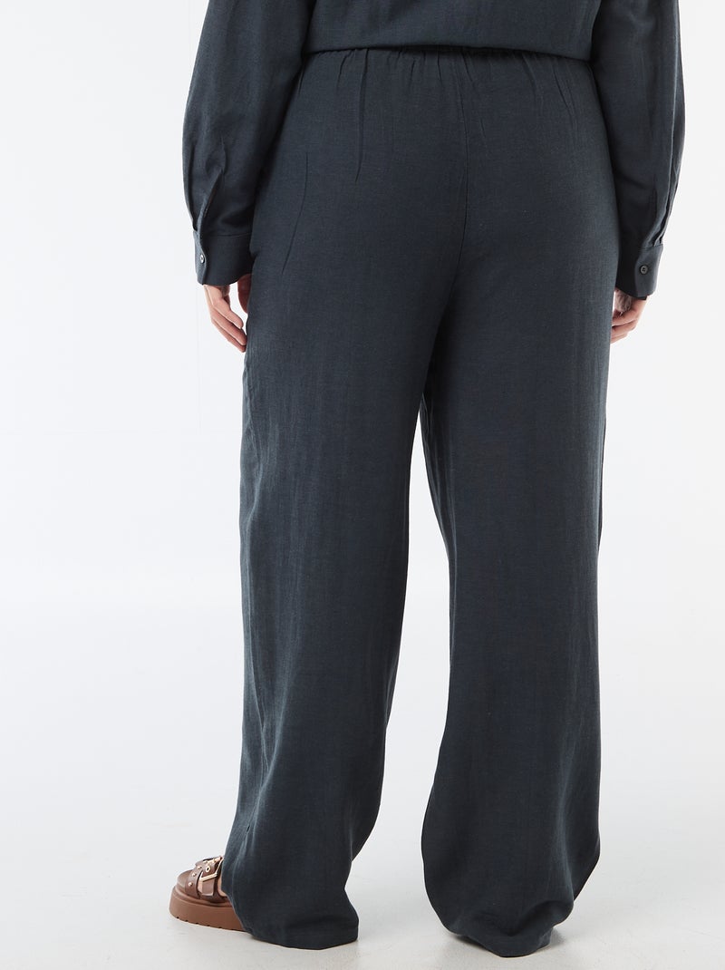 Pantalon droit en lin mélangé Bleu - Kiabi