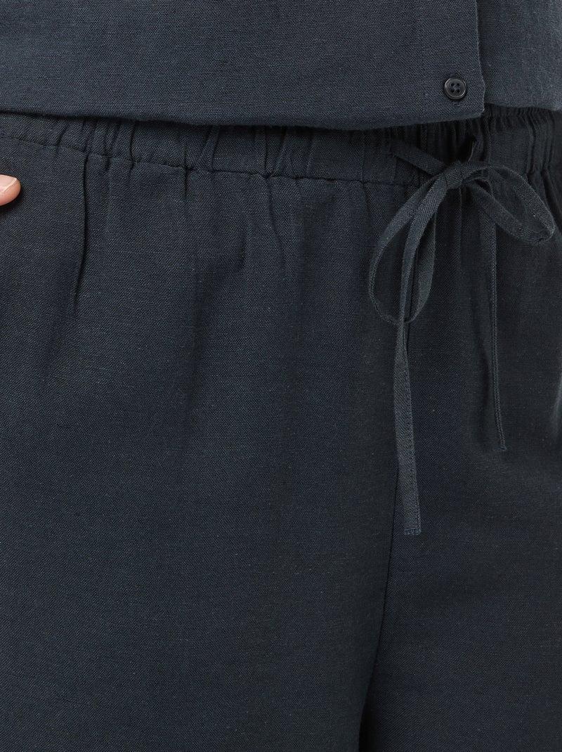 Pantalon droit en lin mélangé Bleu - Kiabi