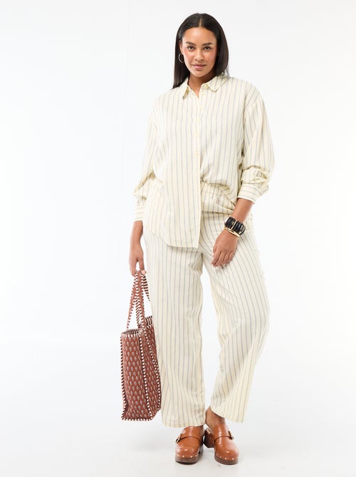 Pantalon droit en lin mélangé - Kiabi