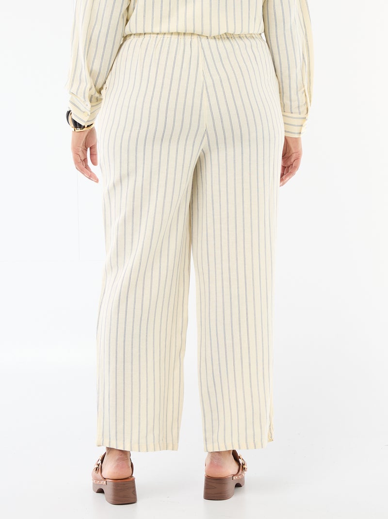 Pantalon droit en lin mélangé Jaune - Kiabi