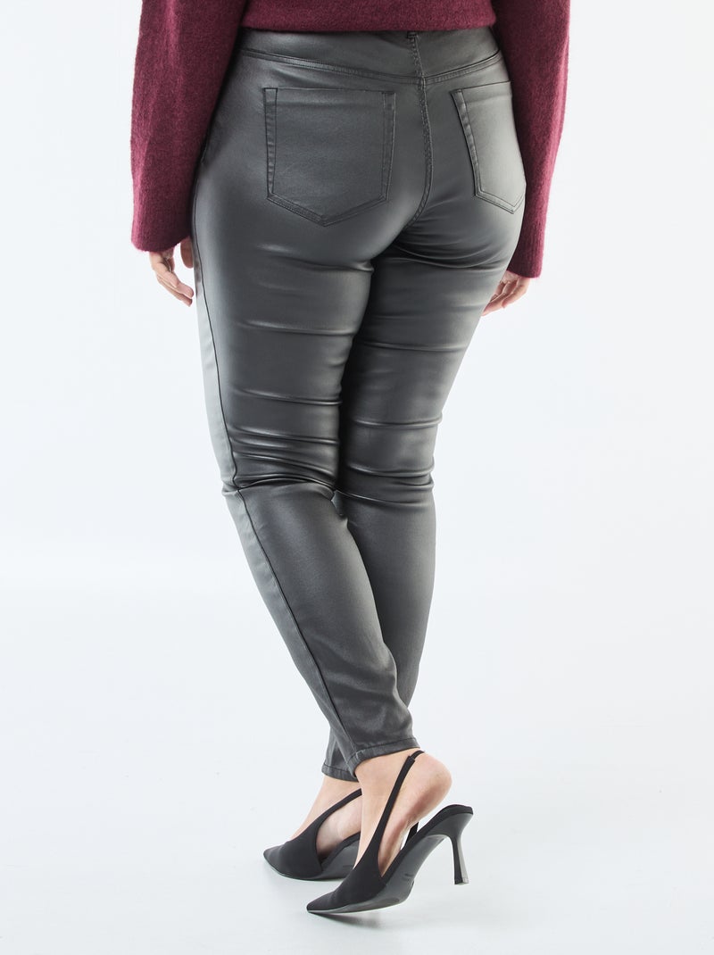 Pantalon droit en matière satinée Noir - Kiabi