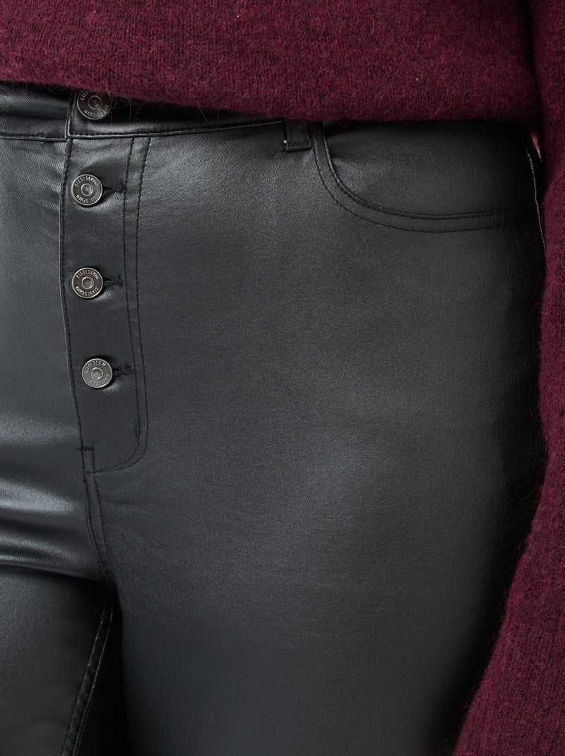 Pantalon droit en matière satinée Noir - Kiabi