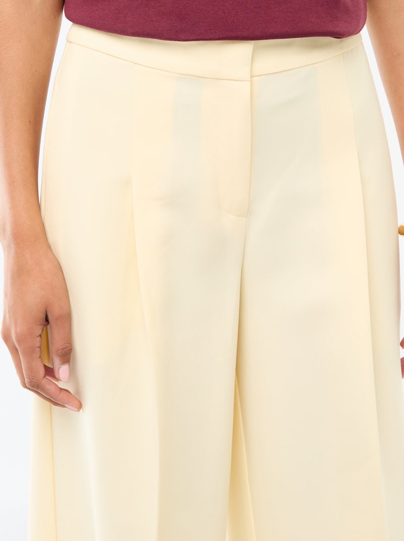 Pantalon droit femme en chaîne et trame Beige - Kiabi