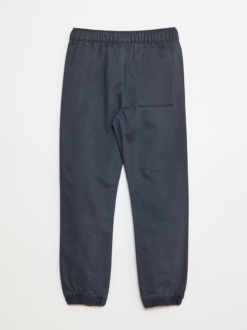 Pantalon élastiqué en coton Noir - Kiabi