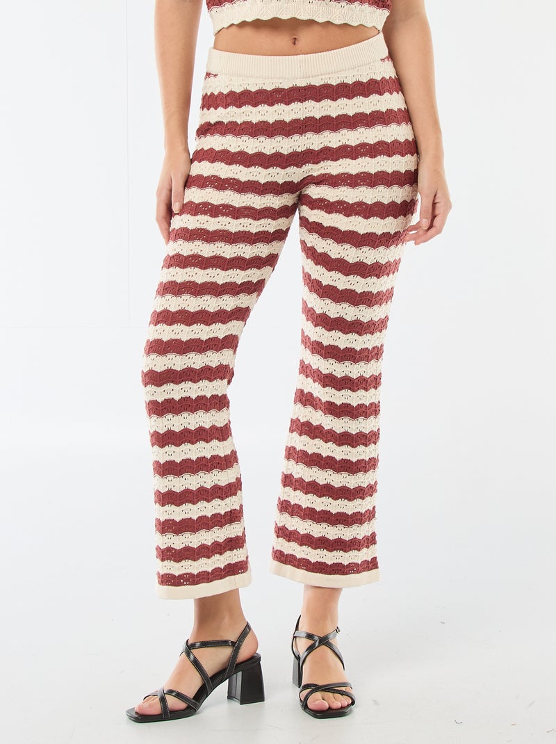 Pantalon en crochet flare Beige/marron - Kiabi