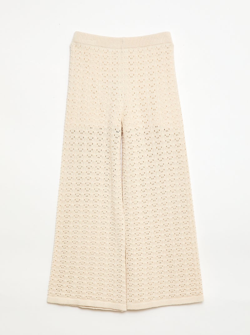 Pantalon en crochet forme flare / coupe évasée Beige - Kiabi