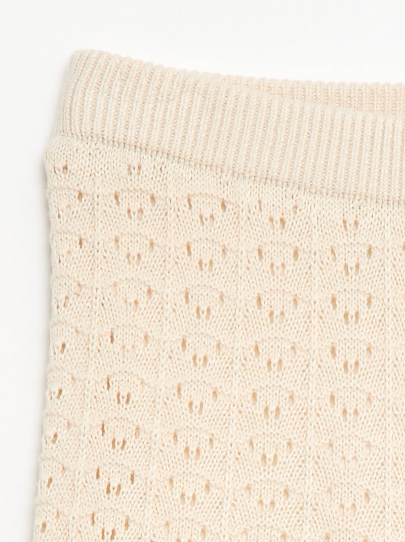 Pantalon en crochet forme flare / coupe évasée Beige - Kiabi