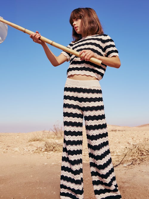 Pantalon en crochet forme flare / coupe évasée - Kiabi