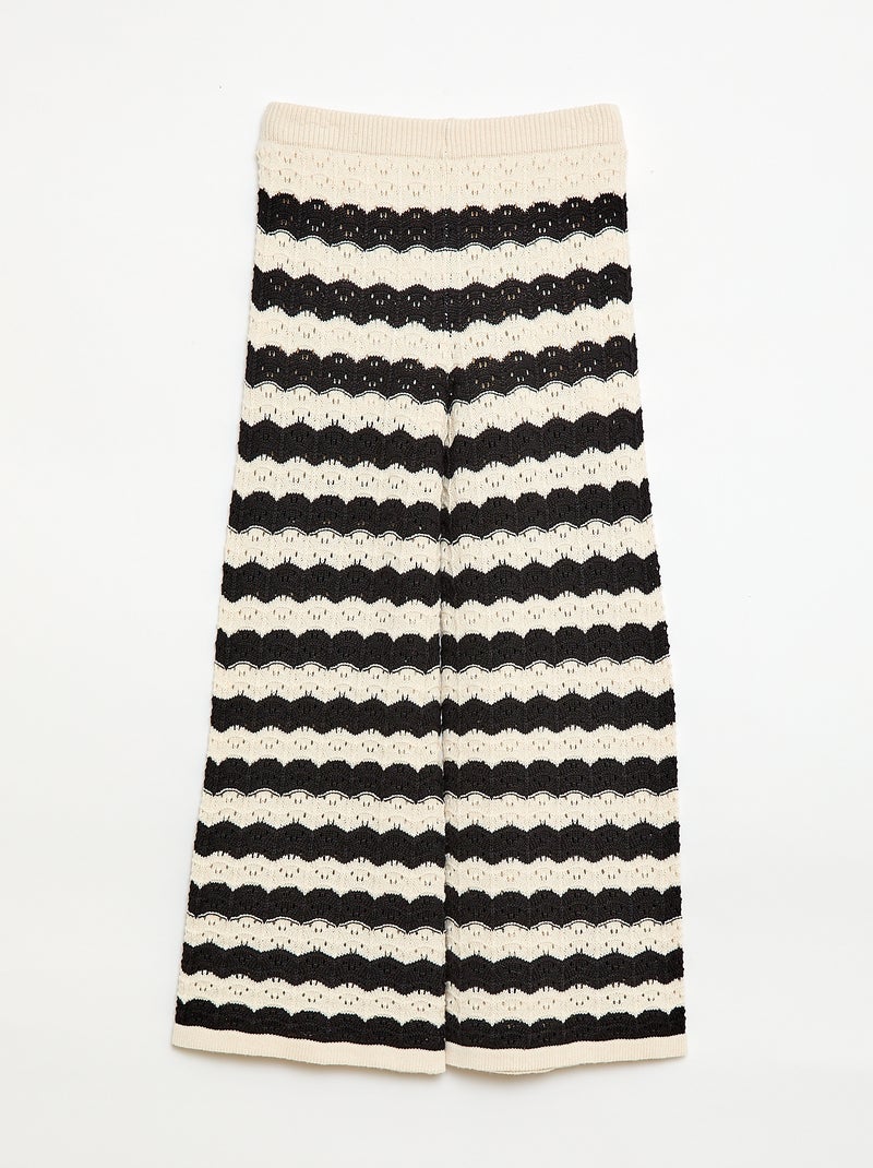 Pantalon en crochet forme flare / coupe évasée Noir - Kiabi