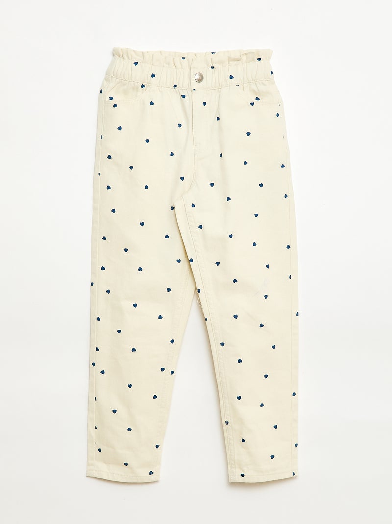 Pantalon en denim coupe mom à motif Blanc - Kiabi