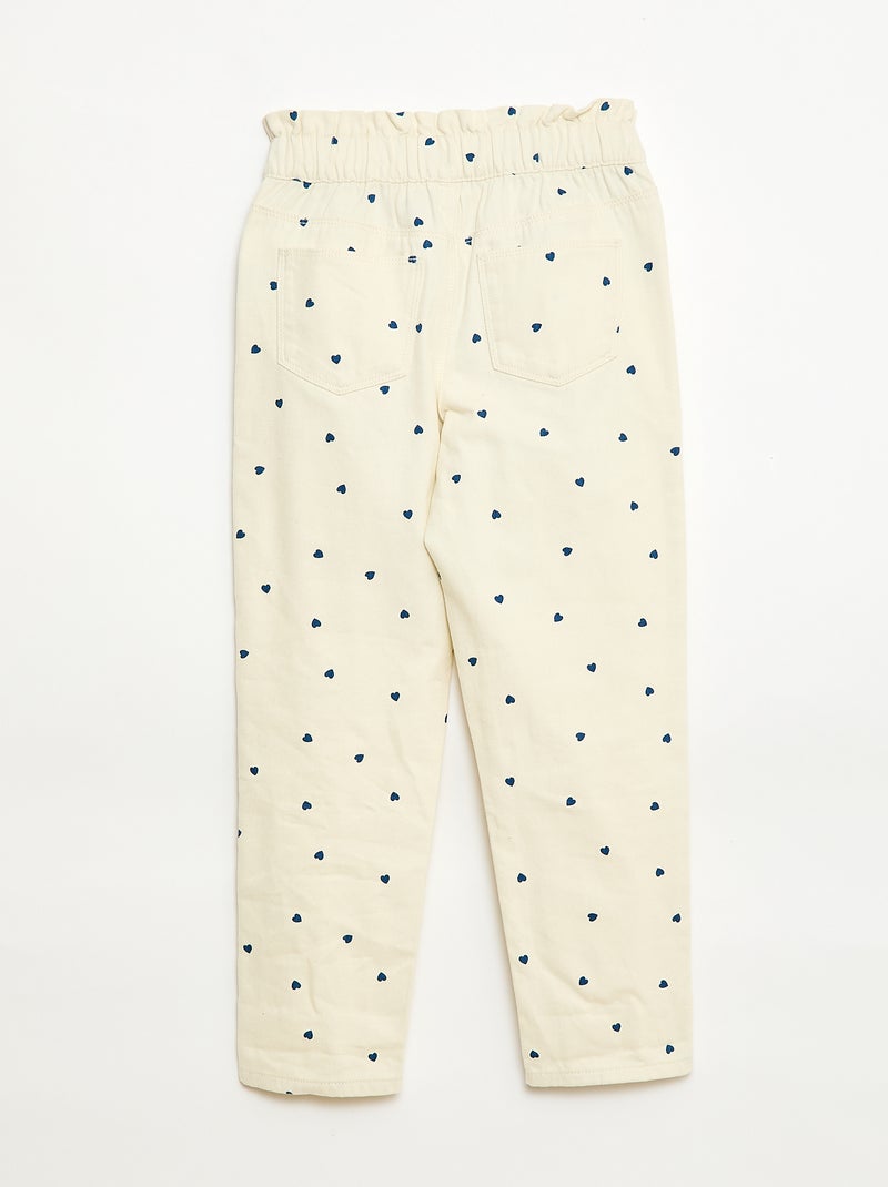 Pantalon en denim coupe mom à motif Blanc - Kiabi
