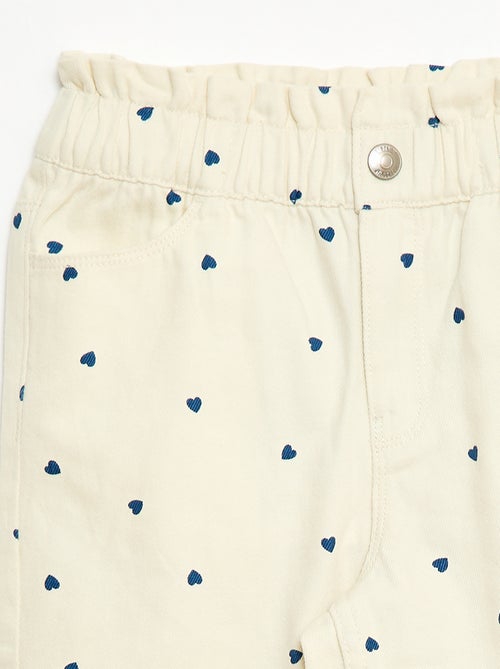 Pantalon en denim coupe mom à motif - Kiabi