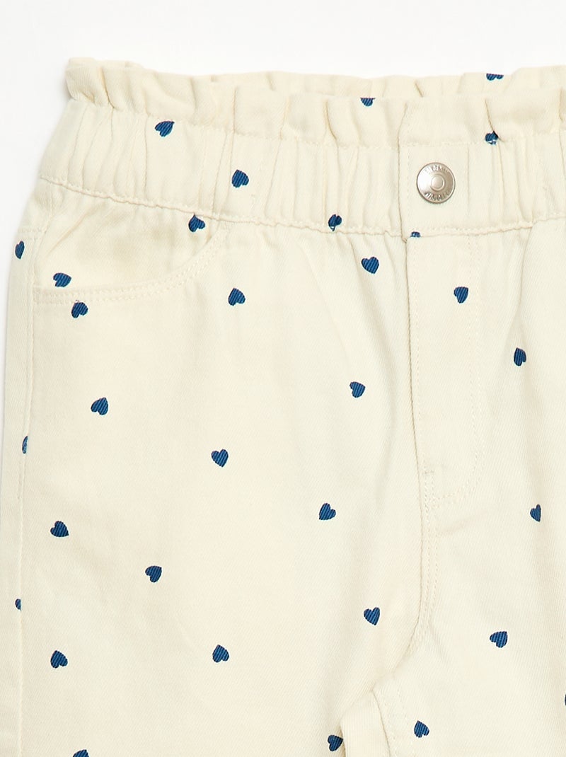 Pantalon en denim coupe mom à motif Blanc - Kiabi
