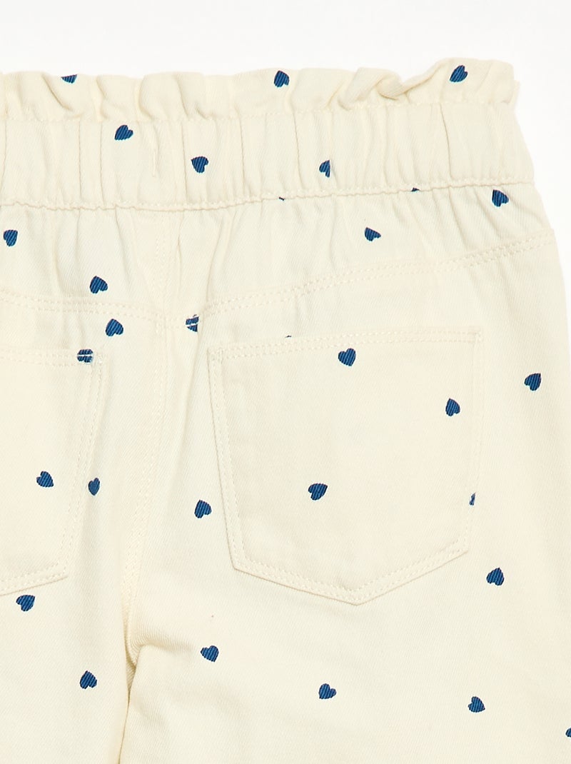 Pantalon en denim coupe mom à motif Blanc - Kiabi