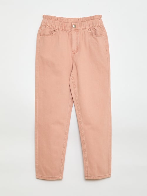 Pantalon en denim coupe mom à motif - Kiabi
