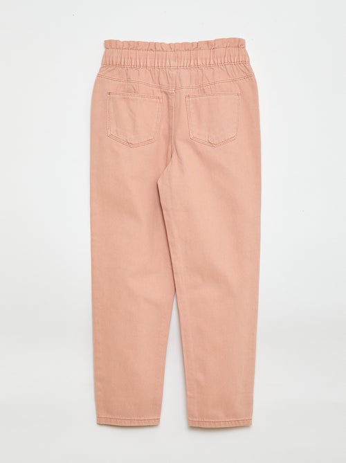 Pantalon en denim coupe mom à motif - Kiabi