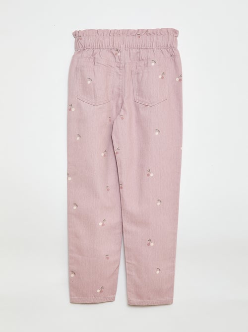 Pantalon en denim coupe mom à motif - Kiabi